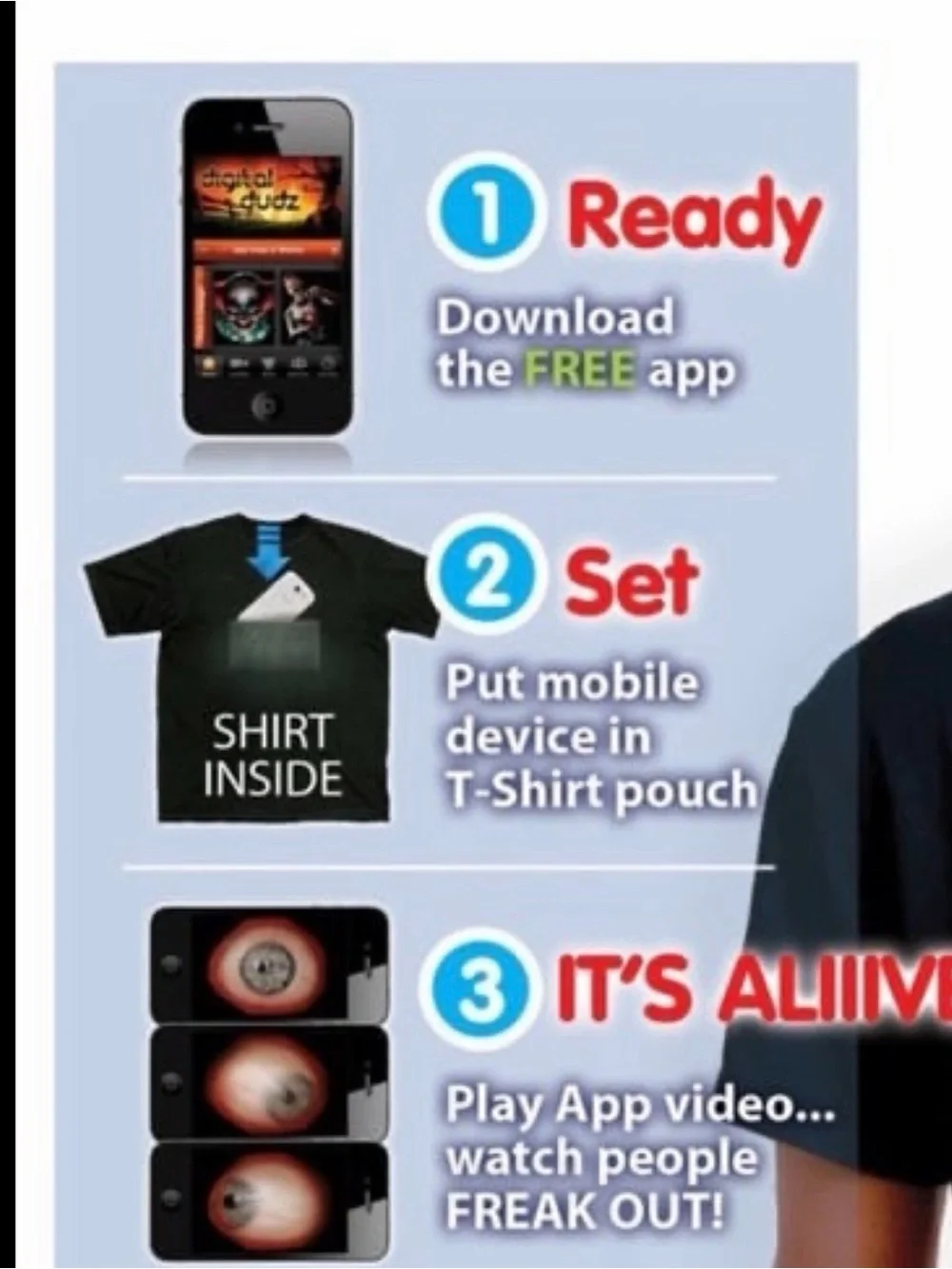 Morph costume co. Digital Dudz frantically moving eyeball. Unisex.